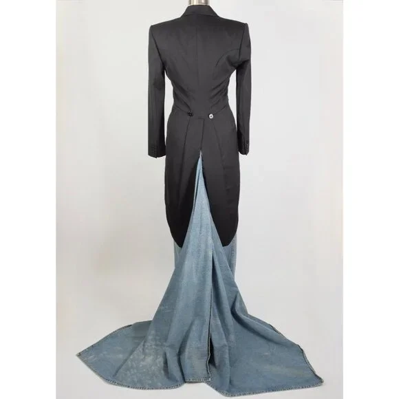 Ralph Lauren Collection long denim skirt sz 4 maxi train Spring 2003 - Picture 2 of 12